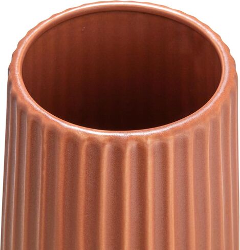 Bloomingville Round Stoneware Fluted Vase with Embossed Lines, Matte Black in Saudi Arabia