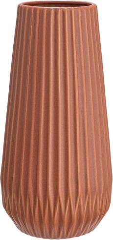 Bloomingville Round Stoneware Fluted Vase with Embossed Lines, Matte Black in Saudi Arabia