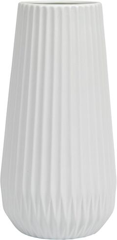Bloomingville Round Stoneware Fluted Vase with Embossed Lines, Matte Black in Saudi Arabia