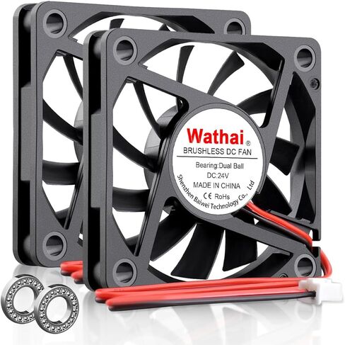 Wathai 60mm Fan Small Case Brushless Cooling Fans 24V Dual Ball 2-Pin High Performance Exhaust Replacement for DIY Projects 60 x 60 x 10mm 2Pack in Kuwait
