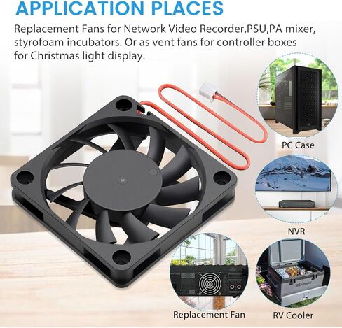 Wathai 60mm Fan Small Case Brushless Cooling Fans 24V Dual Ball 2-Pin High Performance Exhaust Replacement for DIY Projects 60 x 60 x 10mm 2Pack in Kuwait