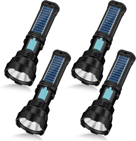 VOETIR Led Solar Flashlight, 1500 Lumens Led Solar Handheld Flashlights with IP65 Waterproof for Survival Emergencies Camping (2 Packs) in Saudi Arabia