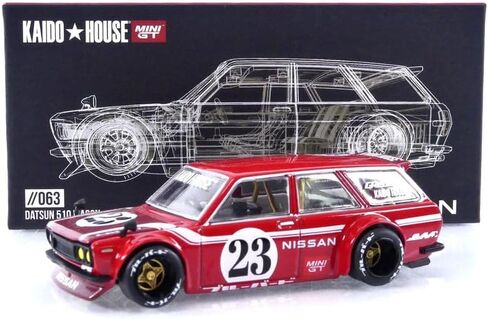 Datsun KAIDO 510 Wagon Carbon Fiber V2 Red Kaido House 1/64 Diecast Model Car True Scale Miniatures KHMG063 in Saudi Arabia