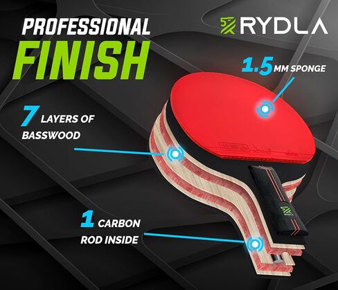 Professional Ping Pong Paddle – A Table Tennis Racket to Take Your Skill to The Next Level with Carbon Fiber Technology & Ergonomic Design – Premium Rubber & Sponge for Powerfull Speed & Spin. in Saudi Arabia