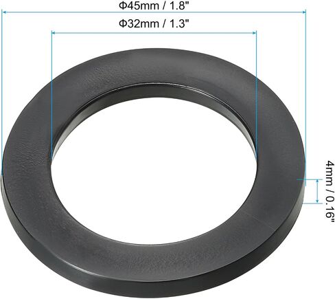 PATIKIL M32 Rubber Flat Washer, 10 Pack 32mm ID 45mm OD 4mm Thick Sealing Spacer Gasket Ring for Faucet Pipe Water Hose Fastener Bolt, Black in Saudi Arabia