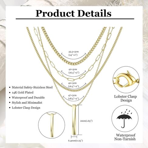 ORAZIO Layered Necklaces for Women,14K Gold Plated/Silver Stacked Necklaces for Women,Dainty Pearl Paper Clip Chain Pendant Choker Necklace Set Cute CZ Stackable Womens Necklaces Trendy Gold Y Necklace Jewelry Set Gift in Saudi Arabia