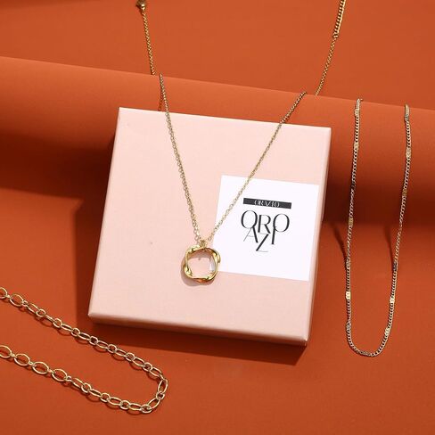 ORAZIO Layered Necklaces for Women,14K Gold Plated/Silver Stacked Necklaces for Women,Dainty Pearl Paper Clip Chain Pendant Choker Necklace Set Cute CZ Stackable Womens Necklaces Trendy Gold Y Necklace Jewelry Set Gift in Saudi Arabia