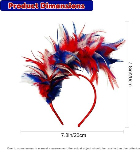 عصابة رأس نسائية من الرابع من يوليو باللون الأحمر والأبيض والأزرق - زي الرابع من يوليو - عصابة رأس باللونين الأحمر والأبيض والأزرق - زي عصابة رأس العم سام - زي حفلة أغطية الرأس من الريش ليوم الاستقلال in Kuwait
