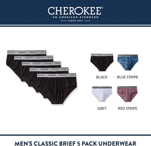 CHEROKEE Men's Classic Brief 5 Pack Underwear, Ultra Soft and Breathable in Saudi Arabia