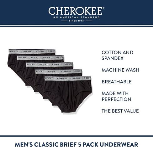 CHEROKEE Men's Classic Brief 5 Pack Underwear, Ultra Soft and Breathable in Saudi Arabia