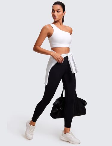 CRZ YOGA Butterluxe Womens One Shoulder Sports Bra - Sleeveless Right Side One Strap Low Impact Asymmetrical Workout Yoga Bra White Small in Saudi Arabia