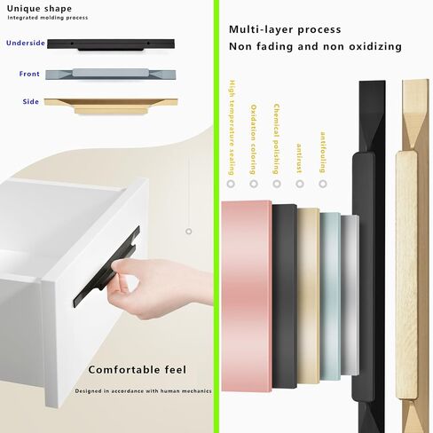 sunnymark&co 10 Pack Cabinet Drawer Door Knobs,Pull Handle,Kitchen Door Handles Drawer Pull Handles Fashion Bar Door Handle (Black 10 Pack, Hole Centers：3-3/4in (96mm)) in Saudi Arabia