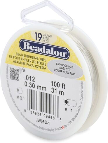 Beadalon 19-Strand 0.012 بوصة (0.31 مم) 100 قدم (30.5 م) سلك التوتير باللون الفضي in Saudi Arabia