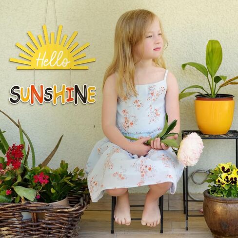 Bucherry Hello Sunshine Hanging Door Sign Decor Wooden Summer Home Decor Cute Summer Party Home Decor Wall Hanging Rustic Farmhouse Summer Wall Art for Holiday Summer Party Office Indoor Outdoor Home in Saudi Arabia