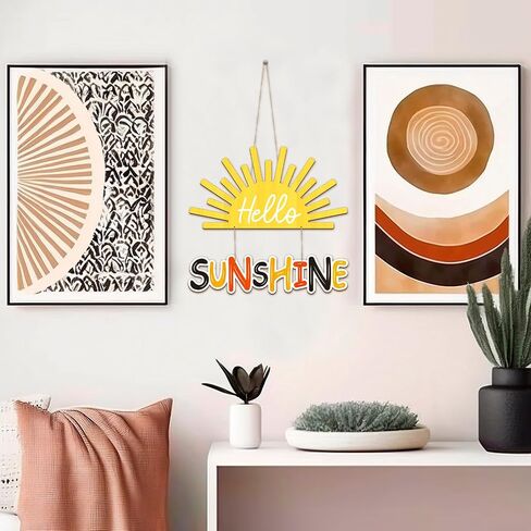 Bucherry Hello Sunshine Hanging Door Sign Decor Wooden Summer Home Decor Cute Summer Party Home Decor Wall Hanging Rustic Farmhouse Summer Wall Art for Holiday Summer Party Office Indoor Outdoor Home in Saudi Arabia