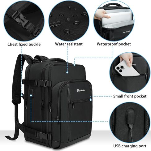 Noozion Travel Backpack 17 inch, Large Laptop Bag Airline Approved Personal Item Computer Bag for Hiking Business Weekender Overnight in Kuwait