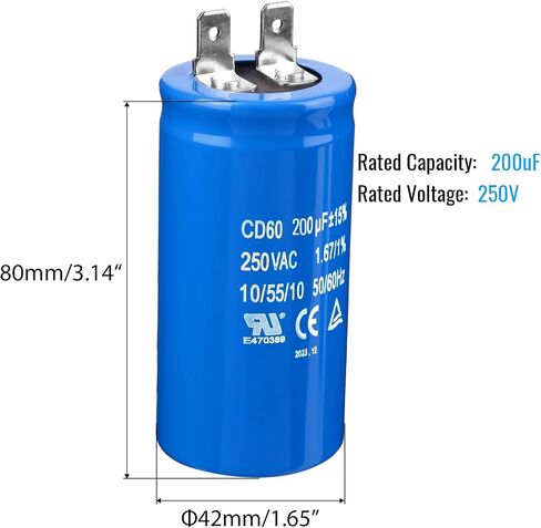 200uF/MFD CD60 Motor Start Capacitor 250VAC 50/60Hz for Electric Motor Starting in Saudi Arabia