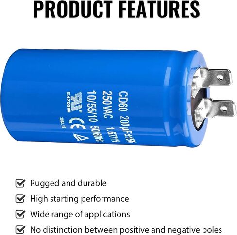 200uF/MFD CD60 Motor Start Capacitor 250VAC 50/60Hz for Electric Motor Starting in Saudi Arabia