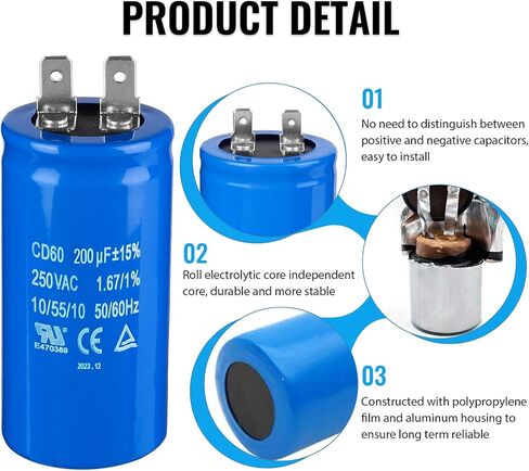 200uF/MFD CD60 Motor Start Capacitor 250VAC 50/60Hz for Electric Motor Starting in Saudi Arabia