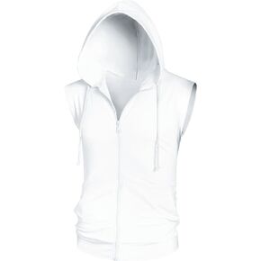 Lars Amadeus Sleeveless Hoodie for Men's Zipper Drawstring Hooded Sweatshirt Vest