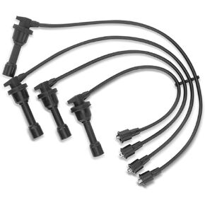 A-Premium Ignition Spark Plug Wires Set of 4 Compatible with Hyundai Elantra Sonata & Mitsubishi Mirage Eclipse Galant & Dodge Colt & Plymouth Eagle 1.6L 1.8L 2.0L