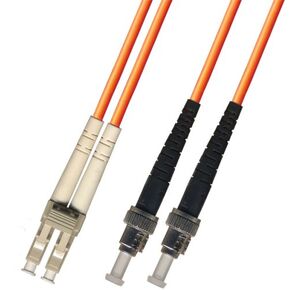 0.3 Meter (1 Foot) 10Gb OM3 Multimode Duplex Fiber Optic Cable (50/125) - LC to ST - Aqua