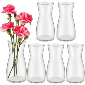 Thenshop 6 Pcs 8'' Tall Clear Flower Vase Wide Mouth Crystal Glass Vase Modern Boho Style Decorative Vases for Centerpieces Bulk Tall Vase for Flower Bouquets Rustic Home Decor Housewarming Gift