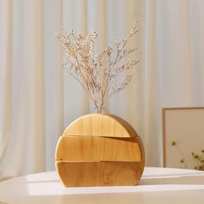 AIM & GGKK Wood Vase for Flower, Wooden Bud Vases,Modern Pampas Grass Vase for Trendy Home Table Centerpieces Decor, Wedding Home Office Decorations