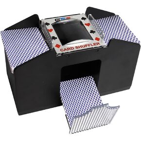 GSE Games & Sports Expert Upgraded 4-Deck Automatic Card Shuffler, AC/DC-Power & Battery-Operated Electric Shuffler Machines for Playing Cards, Blackjack, Texas Hold'em, Canasta, Bridge, UNO