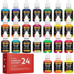 VIVOHOME 12 Color Airbrush Paint Set, Acrylic Air Brush Paints Ready to Spray (No Thinner Needed), Water Based Painting Colors for Artist and Beginners, Pack of 12 (20 ml/0.68 Fl Oz)