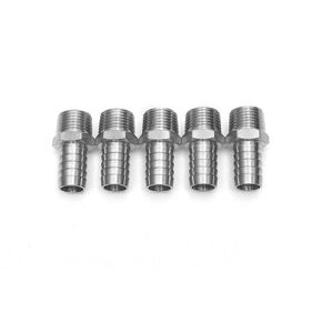 LTWFITTING Bar Production Stainless Steel 316 Barb Fitting Coupler/Connector 5/8" Hose ID x 1/2" Male NPT Air Fuel Water (Pack of 5)