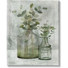 Stupell Industries Botanical Bunches Country Vase Potted Plant Painting, Designed by Carol Robinson Canvas Wall Art, 16 x 20, Off- White