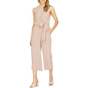 BLENCOT Summer Dressy Jumpsuits for Women Casual Wide Leg Sleeveless Belted Pant Formal Romper with Pockets