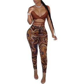 ملابس مثيرة مكونة من قطعتين للنساء للنوادي الليلية وأكمام طويلة وأربطة علوية قصيرة ومجموعات بناطيل شبكية in Kuwait