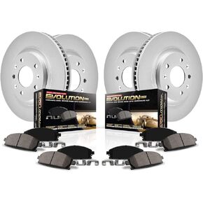 Power Stop CRK7028 Coated Brake Rotor and Ceramic Brake Pads- Front & Rear