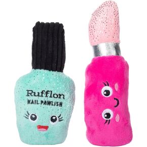 Fringe Studio Plush Dog Toy Set with Treat Pockets for Interactive Play, Wake Up and Make Up, 2 Piece Set, Pet Shop Collection (124010)