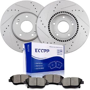 ECCPP Front Brake Kits 2pcs Brake Rotors and 4pcs Ceramic Brake Pads Set 2016 for Kia Forte Koup 2011 2012 2014 for Kia Optima for Hyundai Sonata
