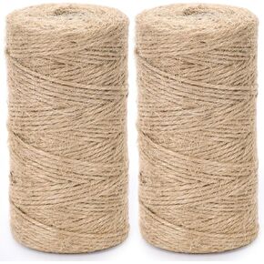 VGOODALL 2PCS Natural Jute Twines, 328 Feet Long Brown Twine Rope for Crafts, Gift Wrapping, Packing, Gardening and Wedding Decor