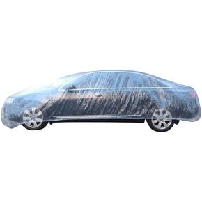 Clear Plastic Disposable Universal Elastic Band Car Covers Rain Dust Garage Cover Waterproof Temporary Auto 12ft X 22ft