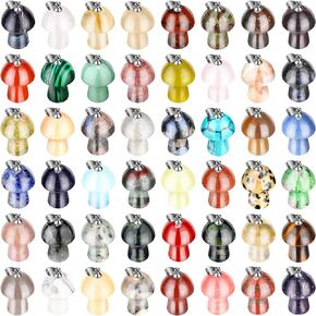 Fumete Crystal Mushroom Natural Stone Pendants Mushroom Charms Crystal Charms for Jewelry Making Mushroom Shaped Pendant Cute Charms for Bracelets Necklaces Earrings Keychains DIY Crafts