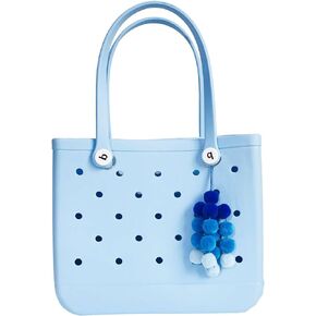 QTMY Pom Pom Tassel Charms for Bogg Bag Accessories Rubber Beach Bag, Boho Purse Charms,15
