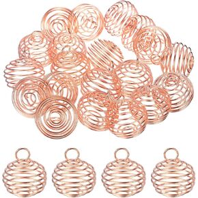 PATIKIL Spiral Bead Cages Pendant, Stainless Steel Thickened Spring Stone Holder Necklace Cage Pendants for Jewelry