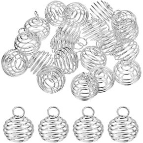 PATIKIL Spiral Bead Cages Pendant, Stainless Steel Thickened Spring Stone Holder Necklace Cage Pendants for Jewelry