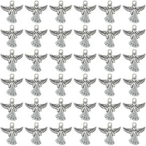 Honbay 60PCS Antique Silver Angel Pendants Guardian Angel Charms Alloy Religious Charms Pendant Cute Tiny Pendants Bead Charms for Keychains Earrings Bracelets Necklaces Jewelry Making and DIY Crafts