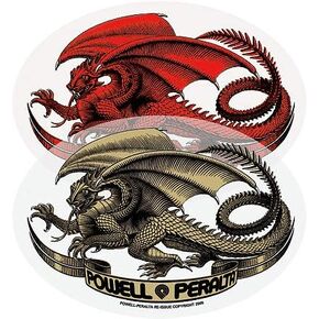 Powell Peralta Oval Dragon Stickers 2 Pack Red + Gold