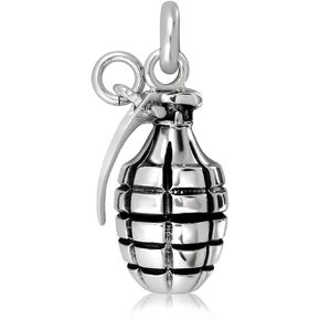 WithLoveSilver Solid 925 Sterling Silver Charm Hand Grenade Pendant