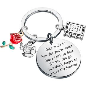 FUSTMW Beauty Keychain Beauty Beast Gift Belle Rose Gifts Fairytale Jewelry Princess gifts Movie Inspired Gift