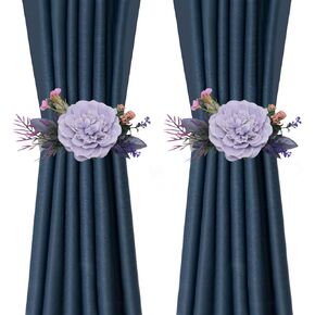 2 Pack of Curtain Tiebacks, Elegant Floral Curtain Tieback with Handmade Flower Decorative Drapery Holdbacks Rope Holder Curtain Tieback Wedding Decorative Holdbacks Ropefor Home