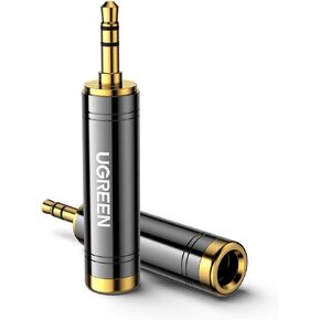 UGREEN 3.5mm to 1/4 Adapter 2 Pack 3.5mm 1/8 Male to 6.35mm Female Audio Jack Plug Converter Headphone Adapter for Speaker Headphone, Guitar, Digital Piano