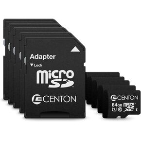 Centon Eelctronics MP Essential Micro SDXC Card, Ultimate Memory Card for Phones, Tablets, Cameras, and More, UHS1, 64GB, 5 Pack Bulk w/Adapter